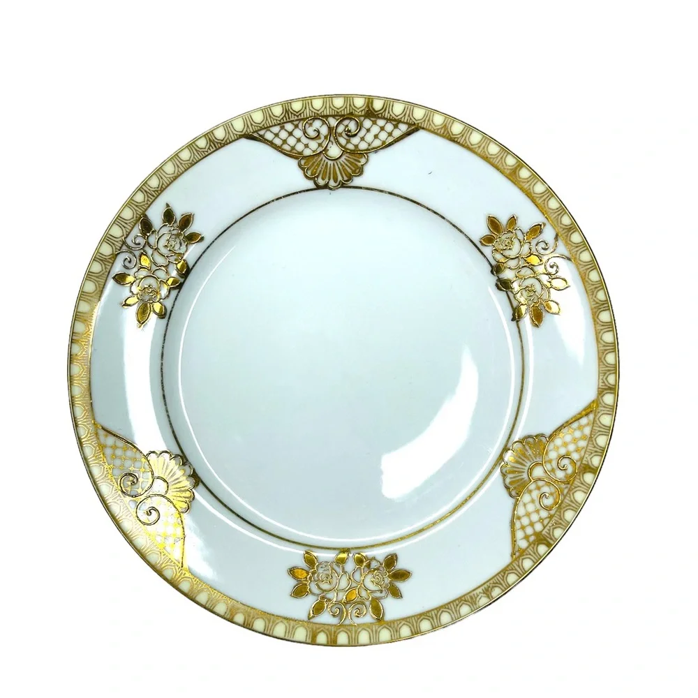 Vintage Noritake Hand Painted Gold and White Dessert Plate 6.5” - Picture 1 of 5